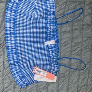 Colsie Blue and White Checkered Crop Top